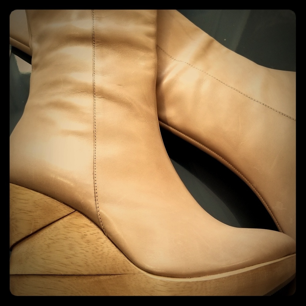 Diane Von Furstenberg Wooden Platform Wedge Boot